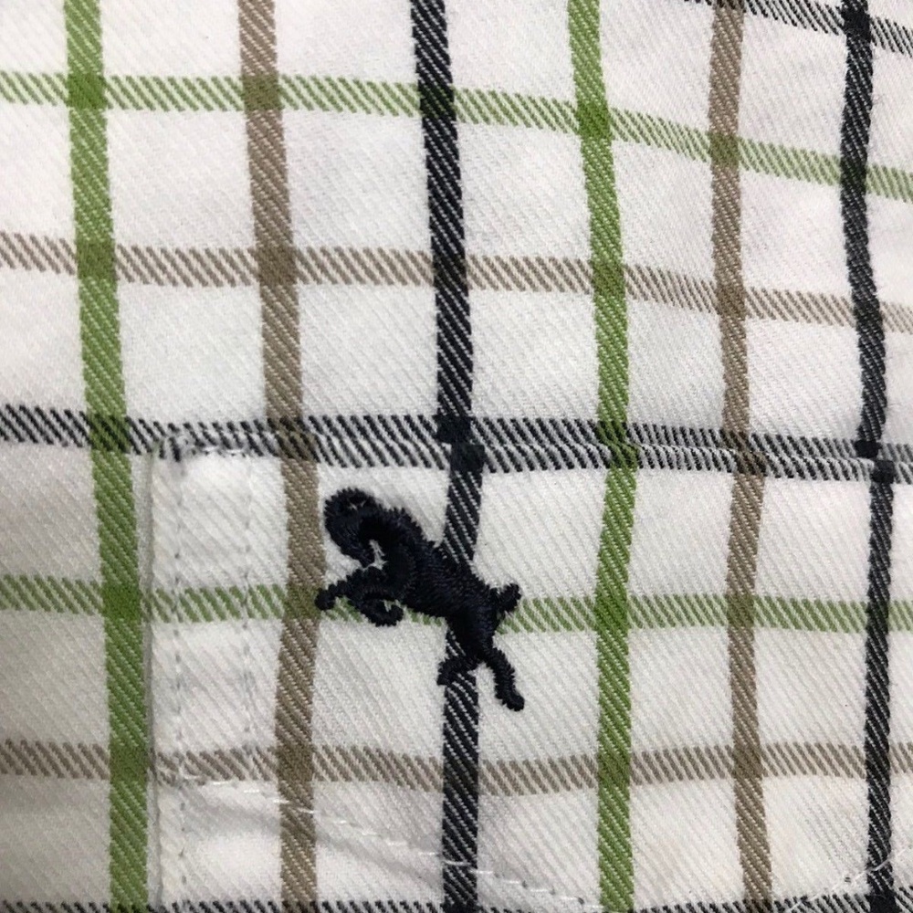 LOGG H&M White Green Plaid Shirt Size 5-6 Button - Picture 4 of 6